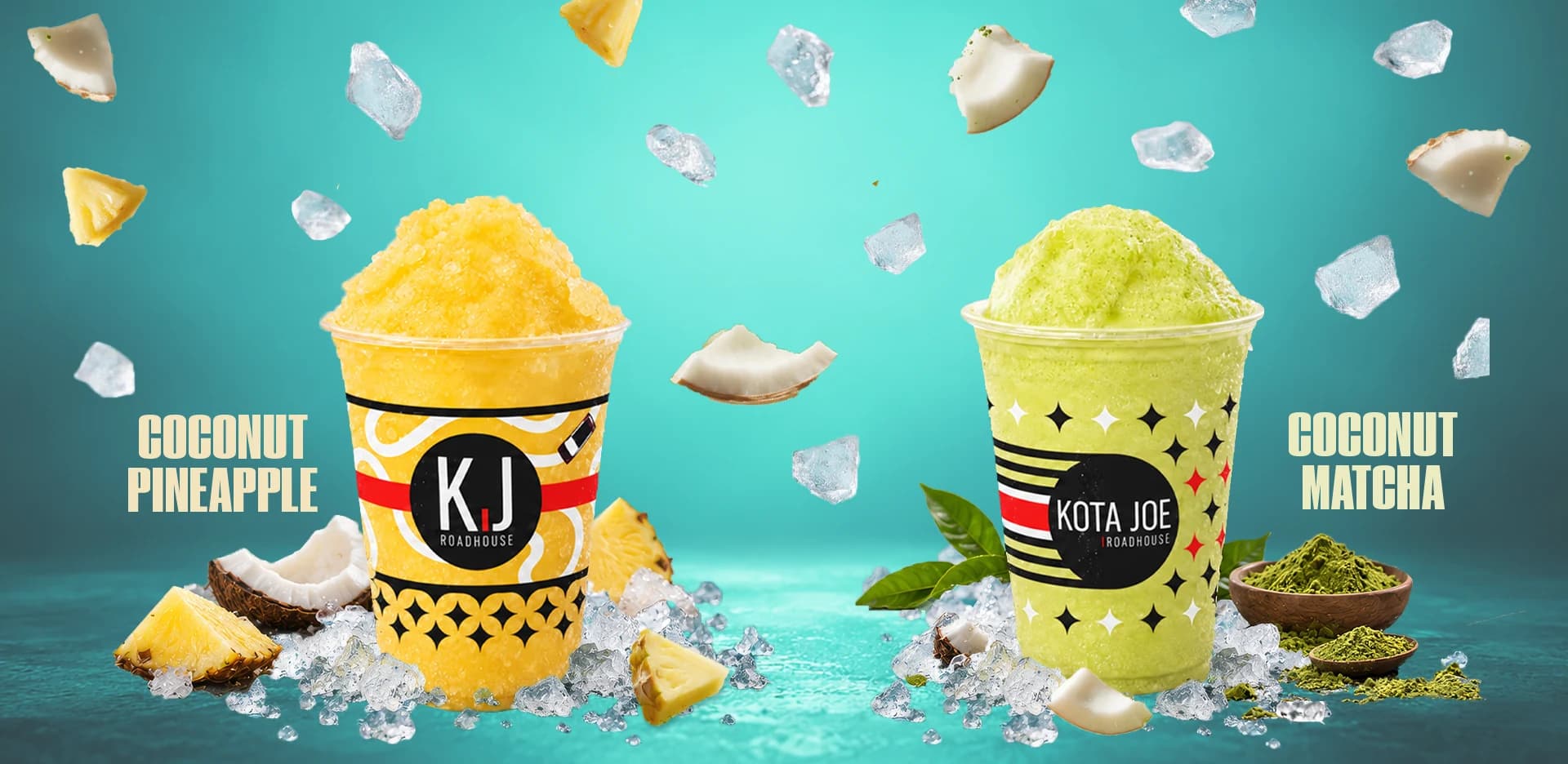 Crushers — Matcha and Pineapple Coco iced crushers